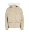 Yves Salomon Canvas Fur-trim Parka Jacket In Beige