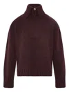 Yves Salomon High-neck Cashmere Sweater In Brown