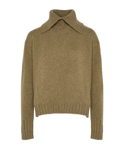 Yves Salomon Cashmere Crew-neck Sweater In Brown