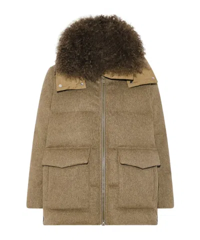 Yves Salomon Cashmere Hooded Coat In Neutral