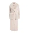 Yves Salomon Cashmere-mink Belted Long Coat In Multi