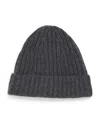 Yves Salomon Cashmere Ribbed Beanie In Gray