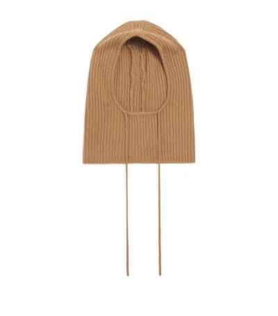 Yves Salomon Cashmere Ribbed Hood In Brown