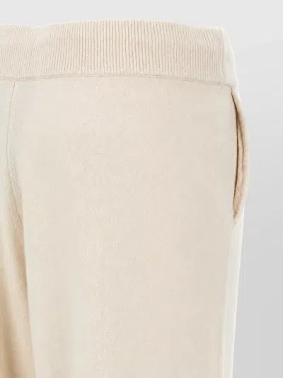 Yves Salomon Cashmere Wool Ribbed Cuff Sweatpants In White