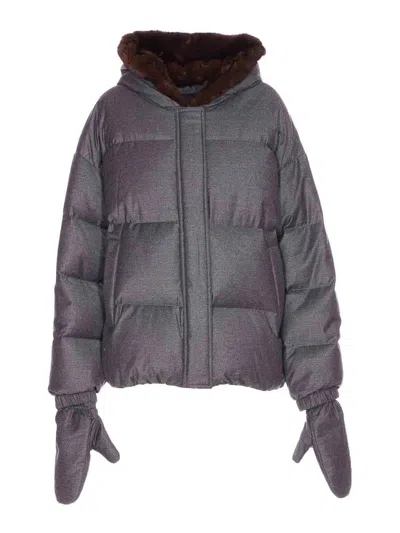 YVES SALOMON GREY DOUDOUNE DOWN JACKET