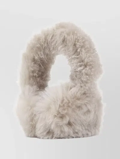 Yves Salomon Circular Faux Fur Fluffy Earmuffs In Neutral