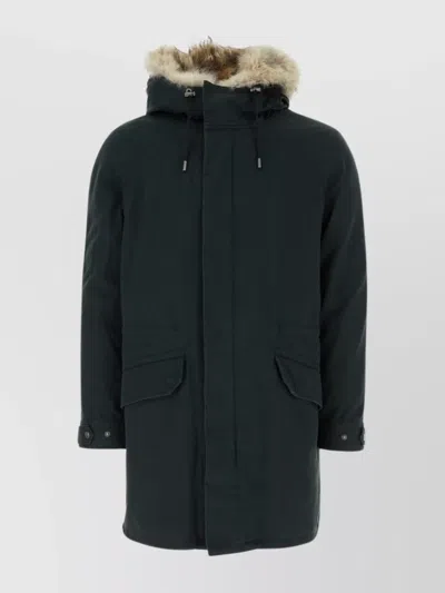 YVES SALOMON COAT FUR TRIM HOOD