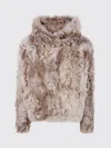 Yves Salomon Hooded Jacket With Faux Fur Texture In Gray