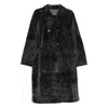 Yves Salomon Sheepskin Double-breasted Pocketed Coat In Black