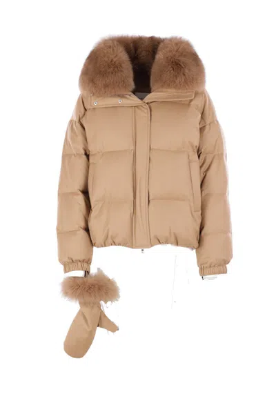 Yves Salomon Coats In Brown