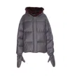 Yves Salomon Wool Short Down Jacket With Fur Hood Clothing In Gray