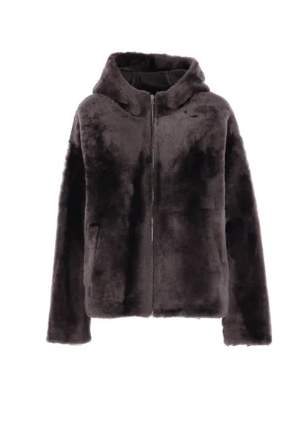 Yves Salomon Coats In Gray