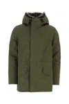 Yves Salomon Fur Trim Hooded Long Length Coat In Huntergrelustmarmo