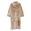 Yves Salomon Sheepskin Double-breasted Coat In Brown