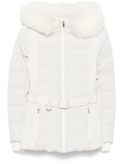 Yves Salomon Belted Ski Jacket In White
