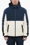 Yves Salomon Color Block Down Jacket With Leather Inner In Multi