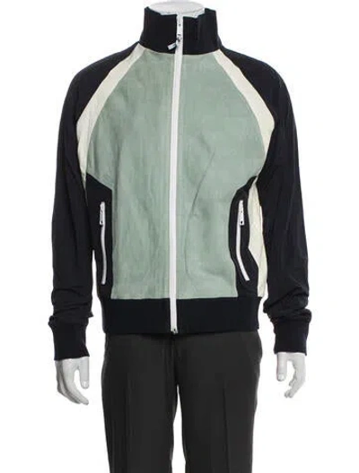 Pre-owned Yves Salomon Colorblock Pattern Windbreaker In Green