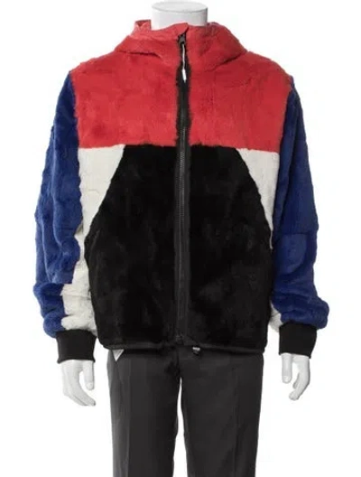 Pre-owned Yves Salomon Colorblock Pattern Windbreaker In Red