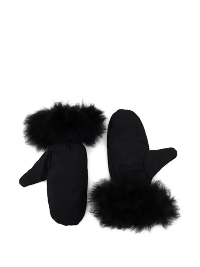 Yves Salomon Contrasting-trim Gloves In Black