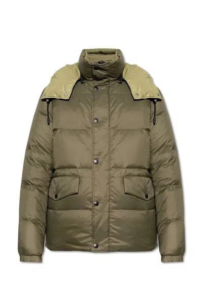 Yves Salomon Hooded Puffer Jacket In Green