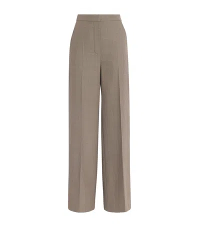 Yves Salomon Cool Wool Straight Trousers In Beige