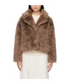 Yves Salomon Long-haired Button-down Jacket In Brown