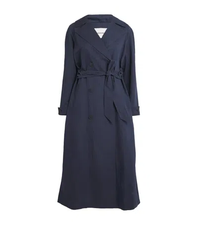 Yves Salomon Cotton-blend Trench Coat In Blue