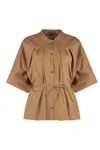 Yves Salomon Cotton Blouse In Camel