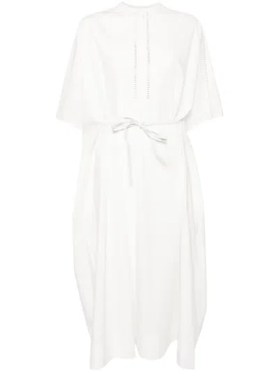 Yves Salomon Cotton Poplin Kaftan Dress In White