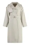 Yves Salomon Cotton Trench Coat In Ecru