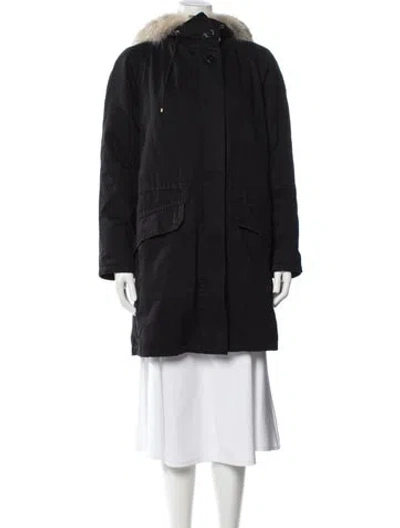 Pre-owned Yves Salomon Coyote Fur Coat In Black