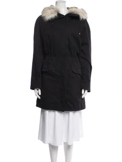 Pre-owned Yves Salomon Coyote Parka In Black