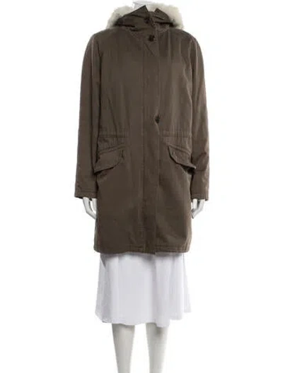 Pre-owned Yves Salomon Coyote Parka In Green