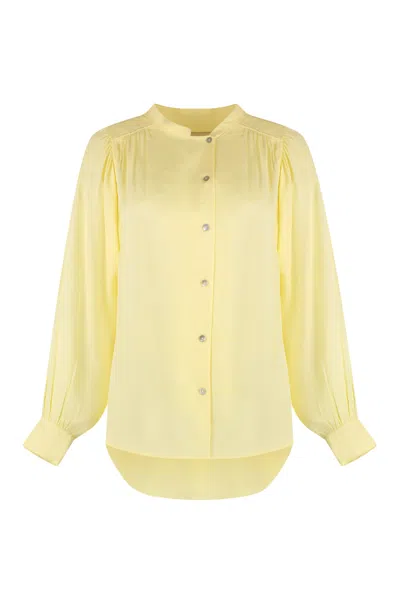 Yves Salomon Gathered-detail Off-centre Blouse In Yellow
