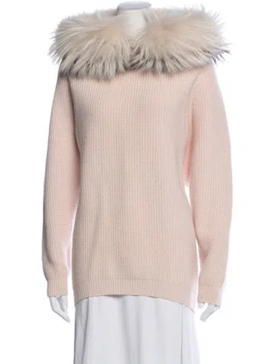 Pre-owned Yves Salomon Crew Neck Sweater In Pink