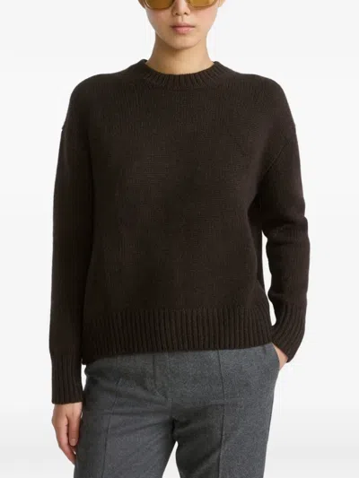 Yves Salomon Crew-neck Cashmere Sweater In Brown