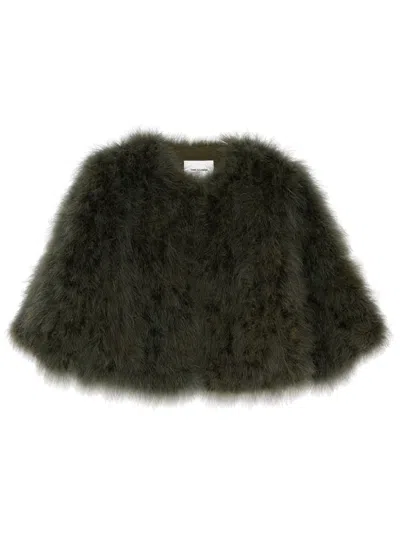 Yves Salomon Cropped Quarter Sleeve Casual Coat In Black