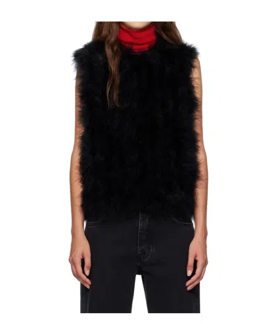 YVES SALOMON CROPPED FEATHER VEST