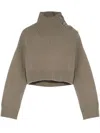 Yves Salomon Cropped Knit Jumper In Grey
