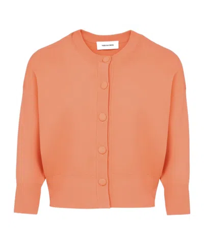 Yves Salomon Cropped Knitted Cardigan In Pink