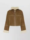Yves Salomon Cropped Lambskin Jacket Featuring Shearling Lining In Brown