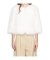 Yves Salomon White Cropped Feather Jacket In White
