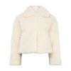Yves Salomon Cropped Shaggy Sheepskin Jacket In White