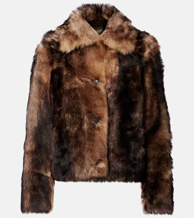 Yves Salomon Cropped Shearling Jacket In Brown