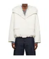 Yves Salomon Cropped Wool Down Jacket In White