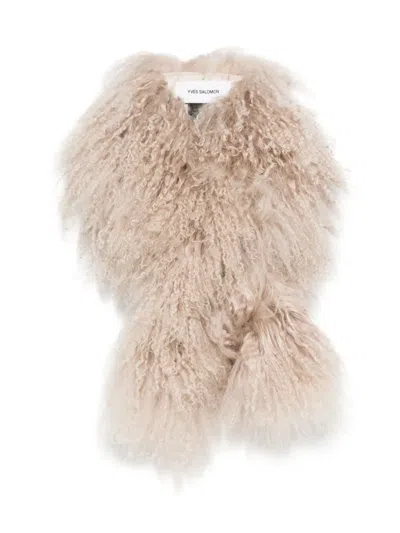 YVES SALOMON CURLY-FUR SHEEPSKIN SCARF
