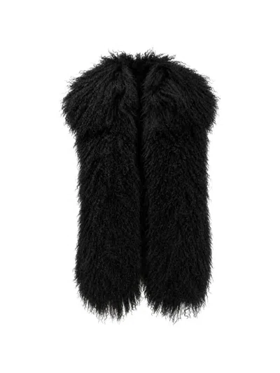 Yves Salomon Curly Shearling Gilet In Black
