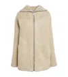 Yves Salomon Curly Shearling-suede Hooded Coat In Neutral
