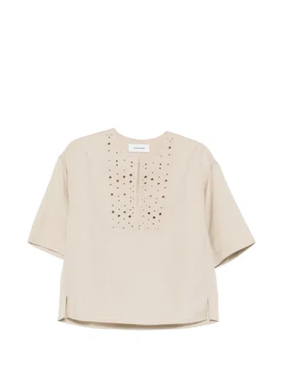 Yves Salomon Cut-out Short-sleeve Top In Neutral