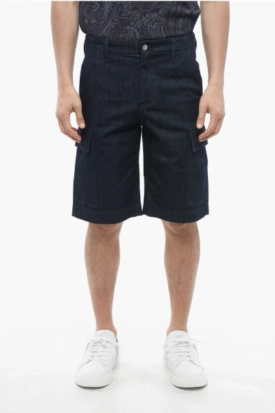 Yves Salomon Dark Washed Denim Cargo Shorts